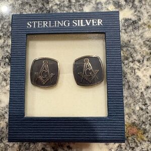 Masonic Sterling Silver Cufflinks & Box